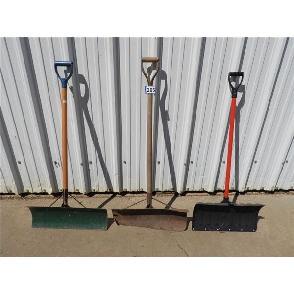 (2) 24" metal snow pushers, (1) poly snow pusher