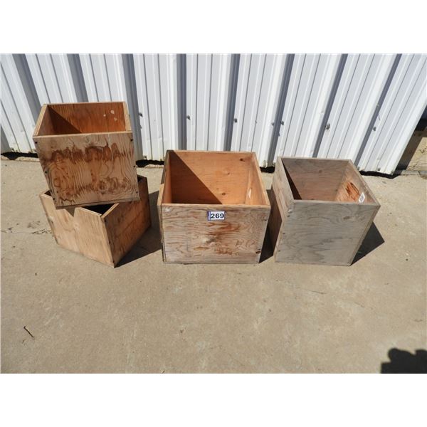5/8" Plywood storage boxes - (1) box 19"x19"x15", (1)box 5"x15"x16", (2) boxes 13"x13"x13"
