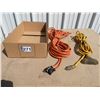 Image 2 : Yellow 3-plug extention cord 25 ft -12/3, Orange extention cord 100 ft, 14-3 plug