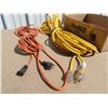 Image 2 : Yellow 100 foot extention cord with lite ends 12/3 plug - like new, Orange 50 ft extention cord 14/3