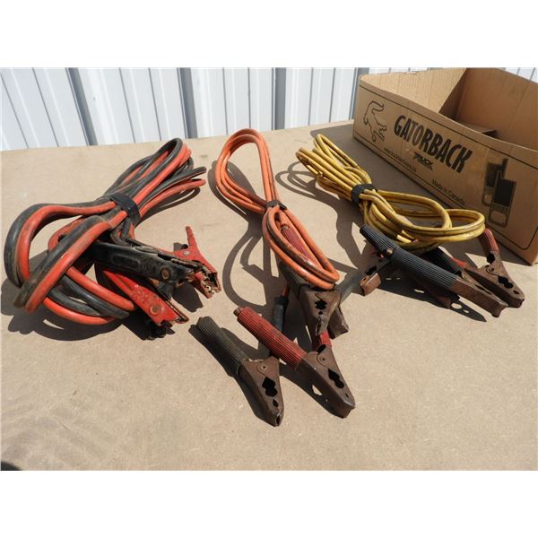 3 sets Booster cables - Yellow 4 guage 12 ft, Orange 4 guage 8 ft, Red/Black 4 guage 20 ft- clamps a