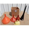 Image 1 : (5) assorted funnels, - orange funnel is 10", medium funnel is 8"