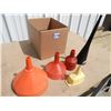 Image 2 : (5) assorted funnels, - orange funnel is 10", medium funnel is 8"