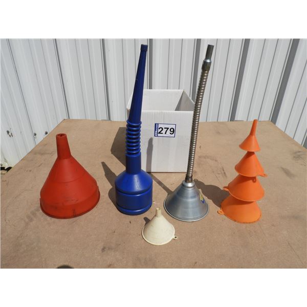 (8) Assorted funnels