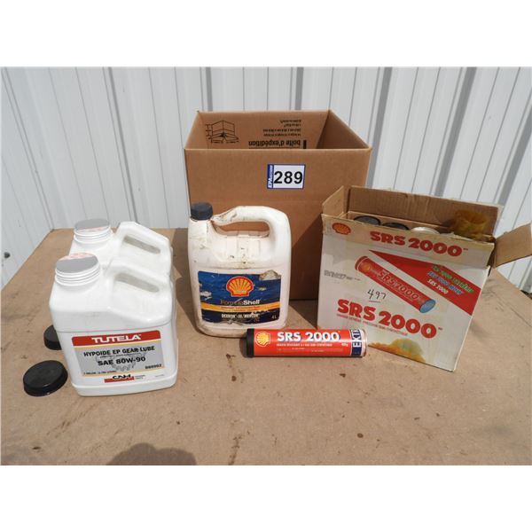 (2) CNH Gear lube SAE 80W90 (new unopened), Shell Dextron III Mercon 3L, (6 tubes) Shell SRS 2000 Sy