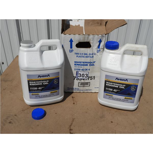 (1) Ambra/New Holland 15 W40 9.46- (unopened) and (1) 3L opened container