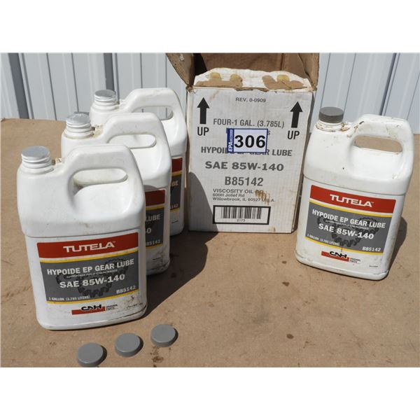 (3) Tutela (CNH) Hypoid gear oil 85W-140 x 3.75L (new unopened) and (1) opened with 3L remaining.
