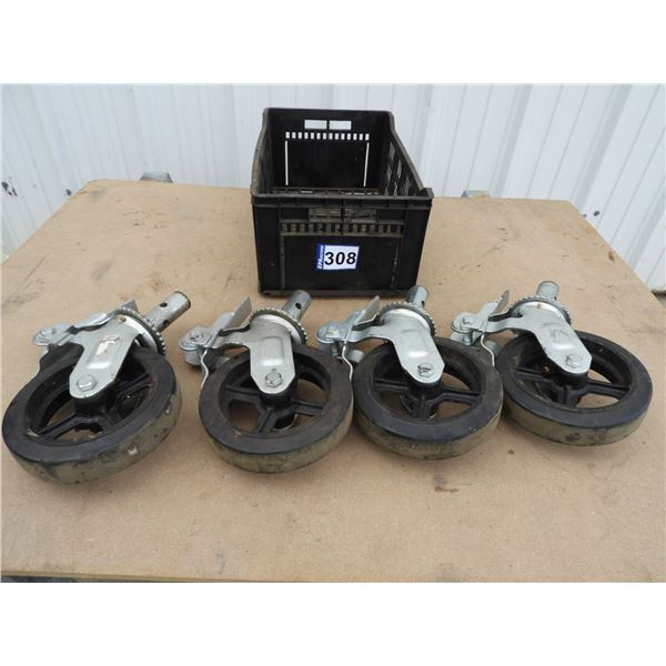 8" diameter scaffolding castor wheels (4 wheels)1 3/8"x 3.75"
