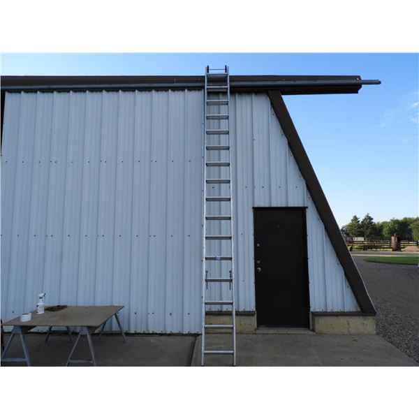 30 ft Alluminum ladder with wheels- excellent shape, no bent rungs or rails, feet and wheels