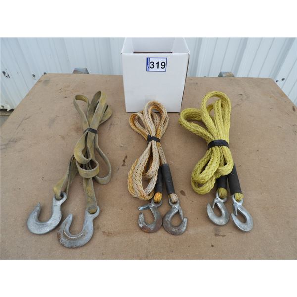 1" x 12 ft Tow web strap, 12 foot Orange nylon rope tow strap, 14 foot yellow tow strap - (no cuts o