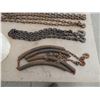 Image 2 : Assorted chains 3/16"x 10 ft tow chain with 2 hooks, 5/16" 8 ft tow chain with two hooks, (8) chain