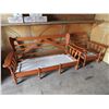 Image 1 : Solid maple sofa and chair, no cushions. Sofa seat 62"Lx 23" deep, Chair seat 21"x 23" (very good co