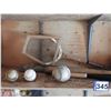 Image 2 : Tennis racket, (3) ball bats,(2) baseballs, (1) soft ball, (1) purple ball, (1) law darts (new unope