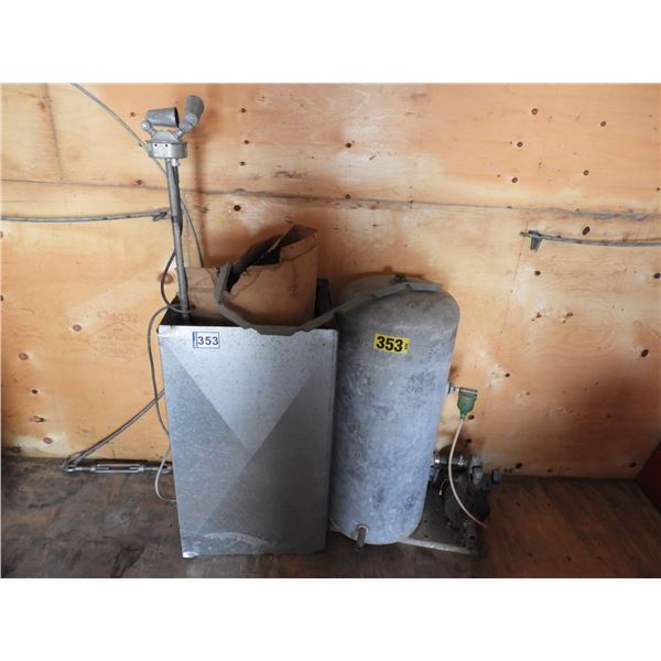 Chimney- galvanized pressure tank, spot light post, metal sheeting gaskets