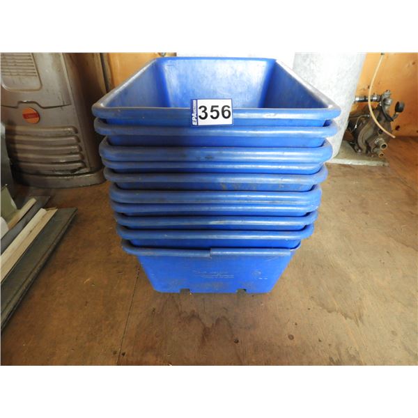 (10) Blue heavy duty plastic tubs 18"W x 27"L x 9"H