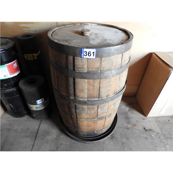 Oak whiskey barrel 24"D x 36" H