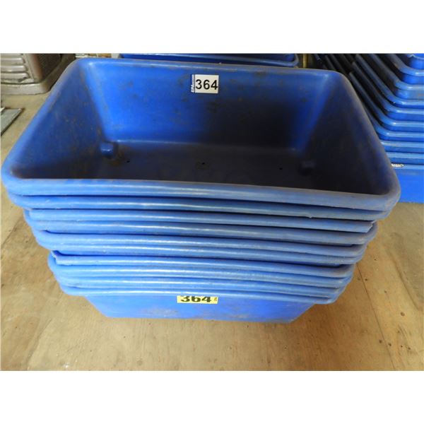 (10) Blue heavy duty plastic tubs 18"W x 27"L x 9"H