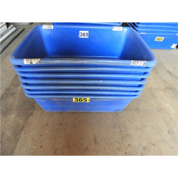 (7) Blue heavy duty plastic tubs 18"W x 27"L x 9"H