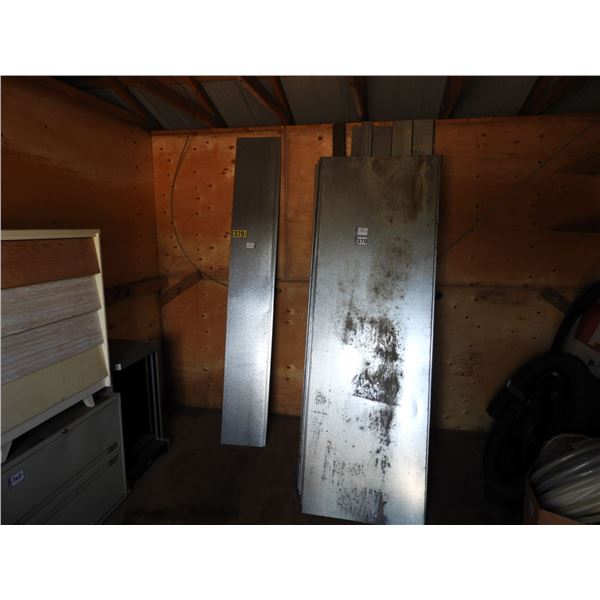 (14)Galvanized sheets with lip 13"Wx 1/2"x96"L Galvanized metal sheets various sizes- (50) sheets wi