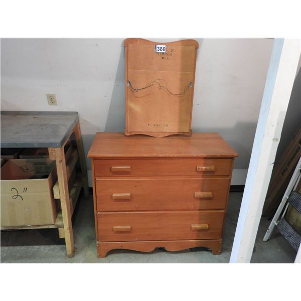 Solid maple dresser 40"W x 19"D x 31"H- heavy, 3 drawers with mirror 29"H x 21"W