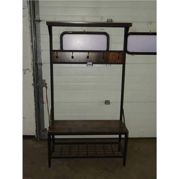 Entrance bench with coat rack - 5 hooks, shoe rack (like new)