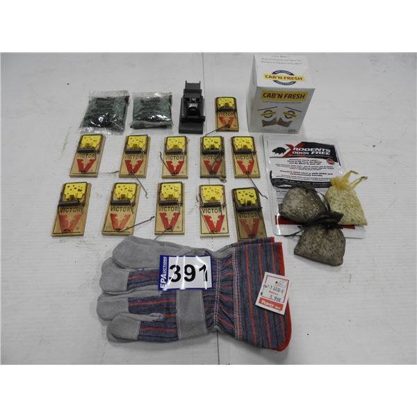 (2) Rat and mouse pellets, (12) experienced mouse traps, (3) rodent odor free, (4 pack) cab n fresh 