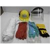 Image 1 : Tyvek coveralls (new), PVC gloves (new), Nitrile gloves, face shield, safety helmet, (1) pair gloves