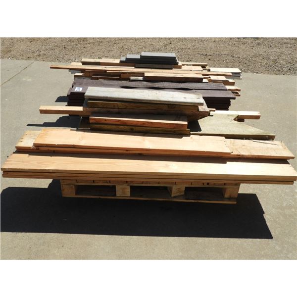 Assorted wood pieces cedar stained brown deck palings 1"x6", fencing boards 1"x6" - treated deck rai