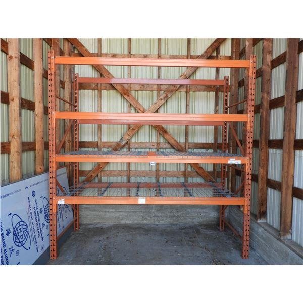 Pallet racking 4 shelf unit - 114"W x 42"D x 117"H, two shelves with wire, cross beams 4" wide