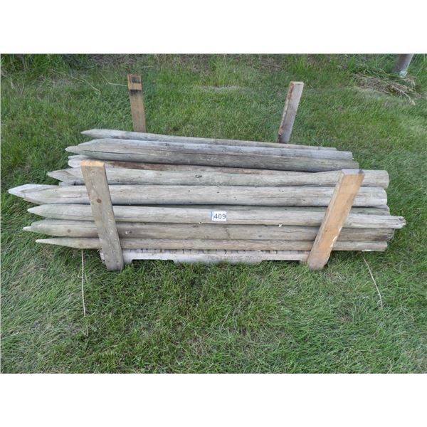 (24) Fence posts 3"-5" (used and unused), (14) 5"-6" fence posts (unused and used)