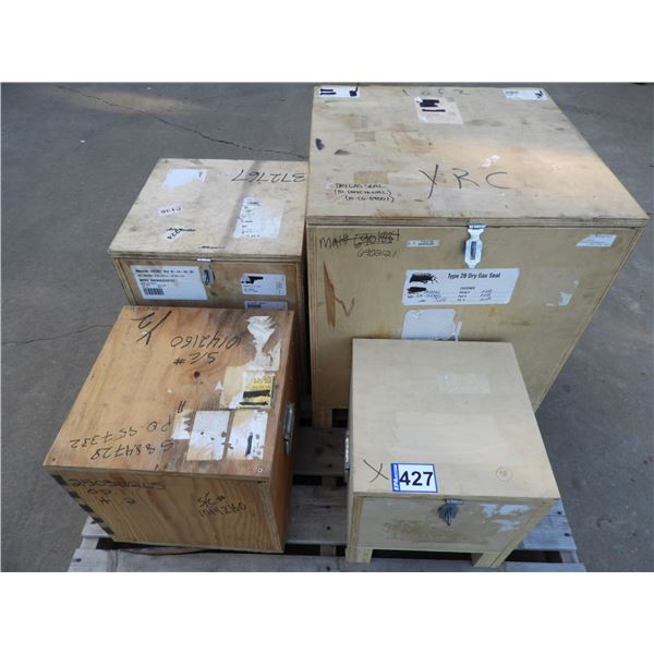 (4) Custom made wooden storage boxes - (1) 23 "L x 23 "W x 27"H, (1) 16"L x 16"W x 20 "H, (1) 15"L x