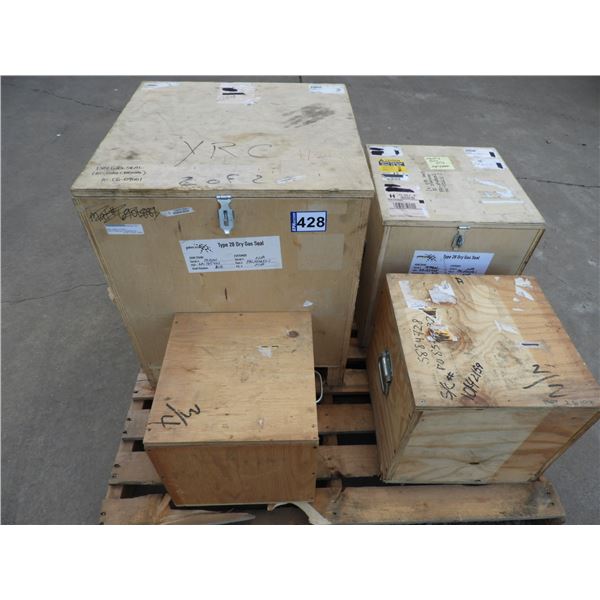 (4) Custom made wooden storage boxes- (1) 23 "L x 23 "W x 27 "H, (1) 16"L x  16"W x 20"H, (1)15 "L x