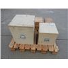 Image 2 : (5) Custom made wooden storage boxes- (1)  16"L x 16"W x 20"H, (1) 13"L x 13"W x 13"H, (1) 13"L x 13