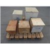 Image 3 : (5) Custom made wooden storage boxes- (1)  16"L x 16"W x 20"H, (1) 13"L x 13"W x 13"H, (1) 13"L x 13