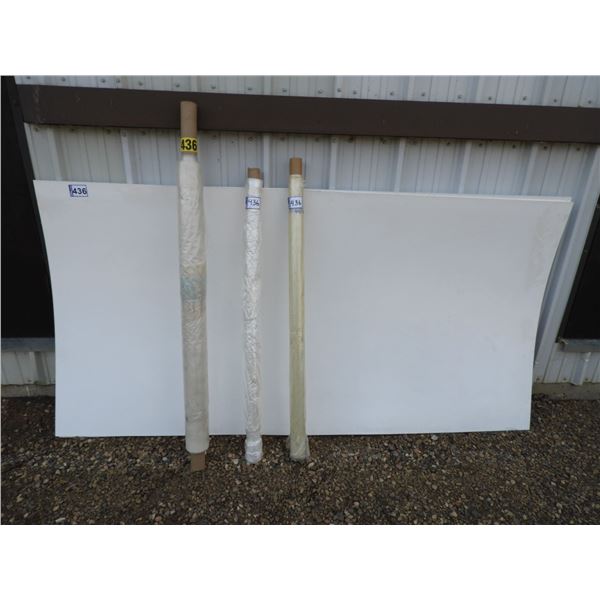 Puck board 1/4" thick x 4ft x 8ft, Poly film 8mm thick, x 8ft W >50ft L, Poly film 2mm thick x 8-1/2