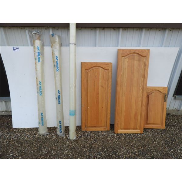 Puck board 1/4" thick x 4ft W x 8ft L, Poly film 6mm thick x 102"W x 59 ft L, Poly film 6mm thick x