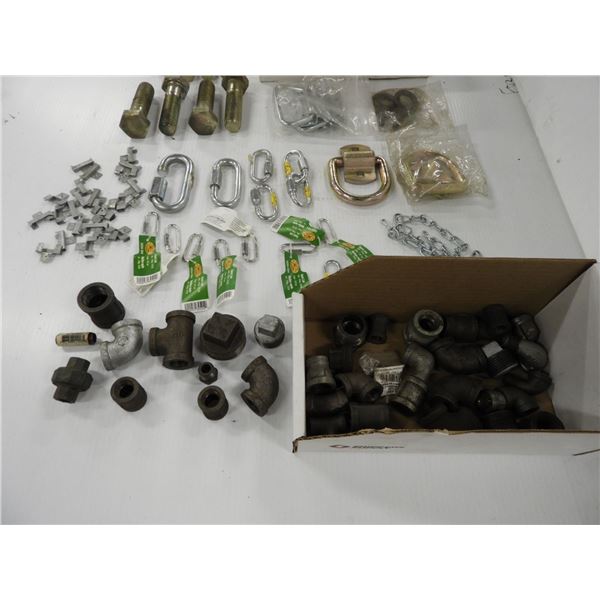 (8) Bolts with lock nuts 3/4" x 5" (unused), (4) bolts 1"x 3-1/2 (unused), (2) eyebolts (unused), (2