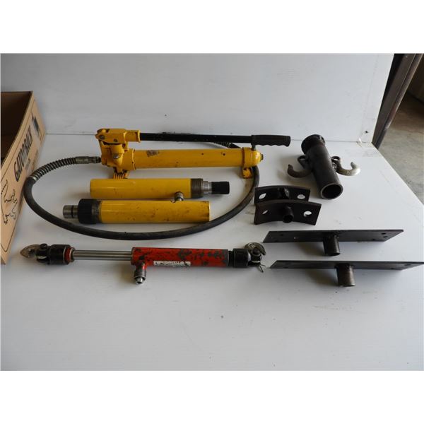 Body/frame repair equipment, hydraulic, (3) cylinders, (5) adapter jigs (works very well)