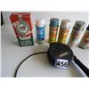 Image 2 : Assorted paint cans, Blue layout fluid 1/4 full to full, steel wool unused, retractable trebble ligh
