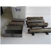 Image 1 : (4) metal parts bins 9" L x 3" H x 3" D, (4) metal feed rollers 12" W x 2" D (unused)