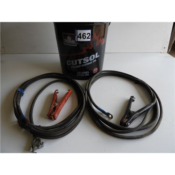 Cutsol soluable cutting oil 18L, 18ft 4 guage welding cable with clamps  (unused)