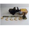 Image 1 : Swivel base vice 5" (unused), broom holder, reversing drum switch  (like new)