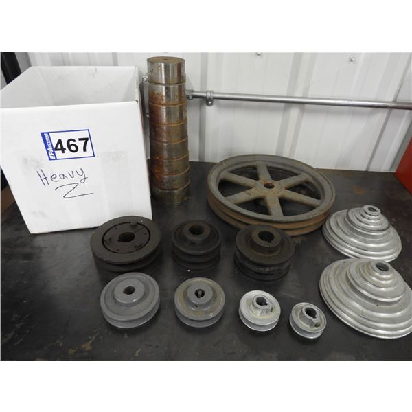 Mandrel 2-7/7" to 3-3/4"- 8 sizes, (4) pulleys (new), (6) pulleys  (lightly used)