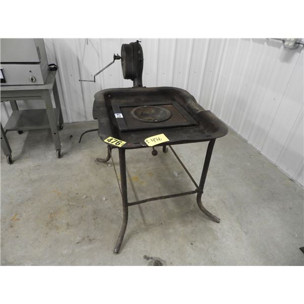 Black smith table with hand crank blower