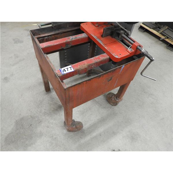 Chop saw cart (chop saw not included) on wheels with cutting shield