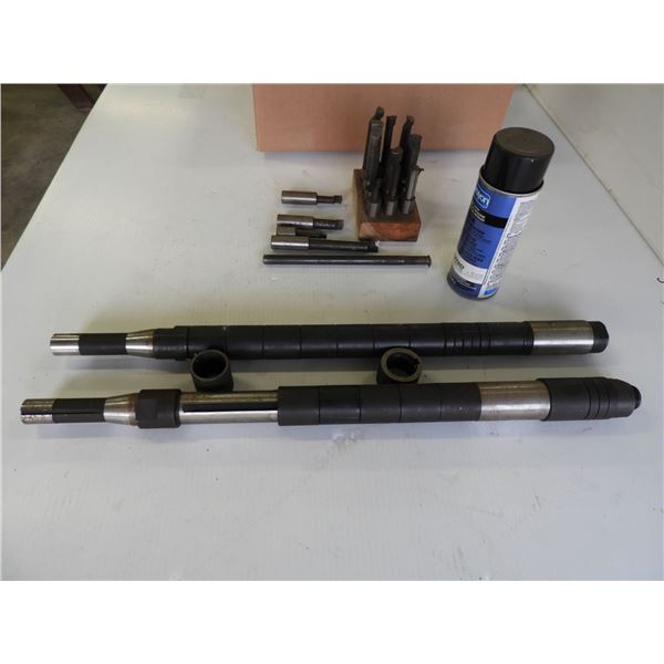 (17) Boring bar tools, spray on layout dyes full, (2) boring bar extensions complete with spacers 24