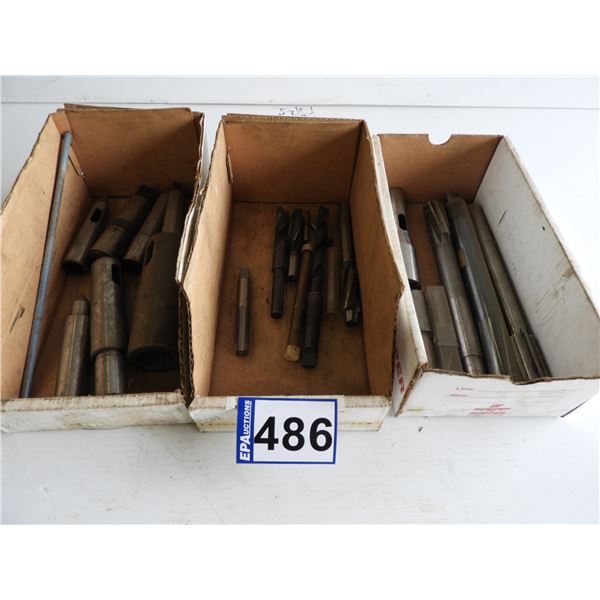 (8 pieces) Collet Morris tapers, (20 pieces) end mills and taps