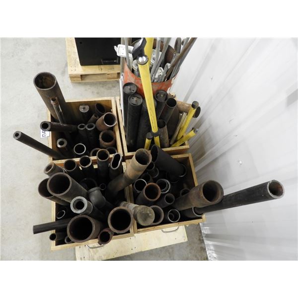 Metal cut off pieces with wooden boxes included >500lb, tubing and pipe