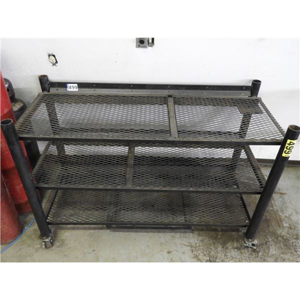 Welding table with 3 shelves on castors 60"L x 26"W x 39"H