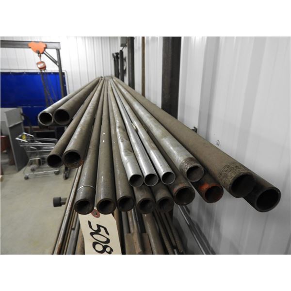 (18 pieces) Metal pipe new/unused (2)1-1/4" x 21ft, (2) 1" x 21ft ,  (5) 7/8" x 21ft ,  (4) galvaniz